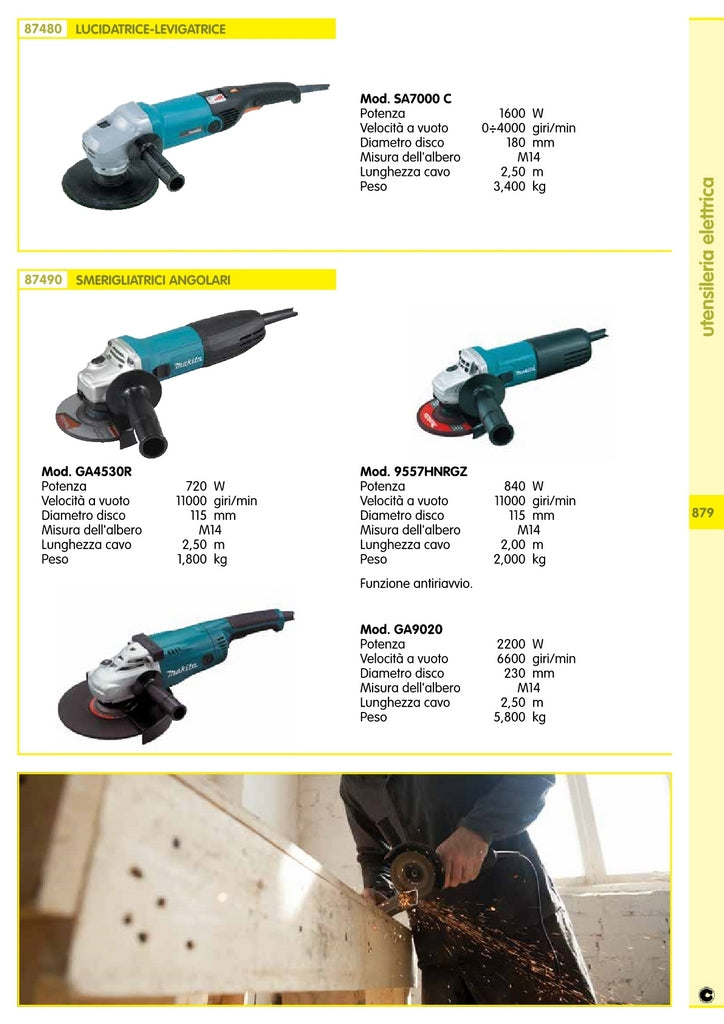 makita smerigliatrice w720 mm.115 mod.ga4530r 93516