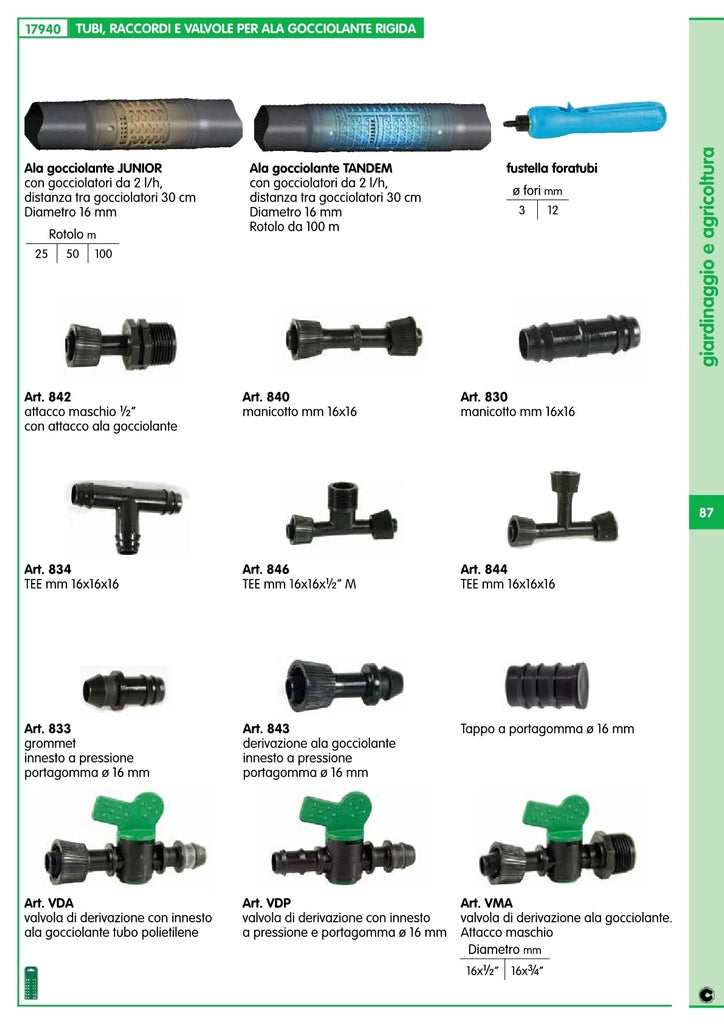 20pz ala gocciolante rigida raccordo 840 mm16 6439