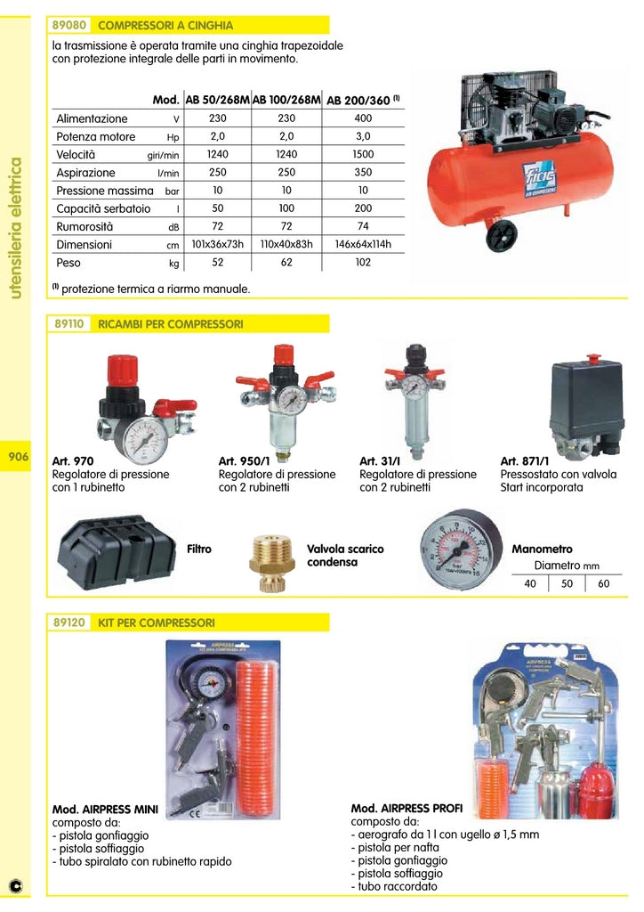 Compressore Fiac Ab200/338 Lt200Hp3T Cinghia