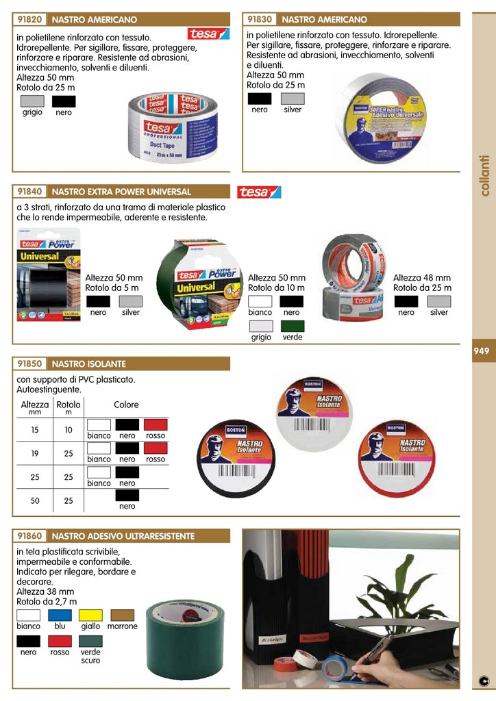 6pz nastro americano tesa basic nero mm 50x25mt 93845