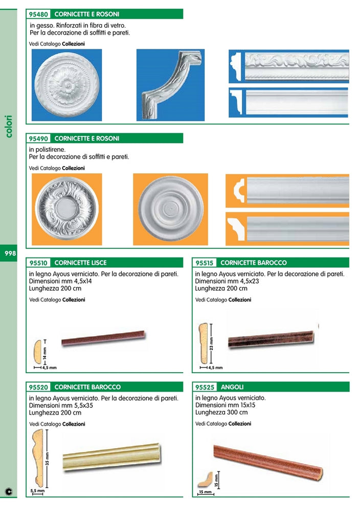 25pz cornice per parati 5,5x35 barocco 200 cm mogano 37067