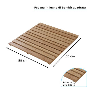 Pedana Doccia in Legno di BambÃ¹ 58x58 cm Quadrata