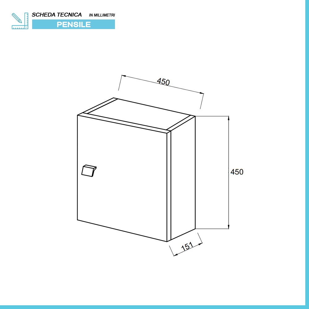 Pensile bagno 45 cm bianco lucido anta reversibile