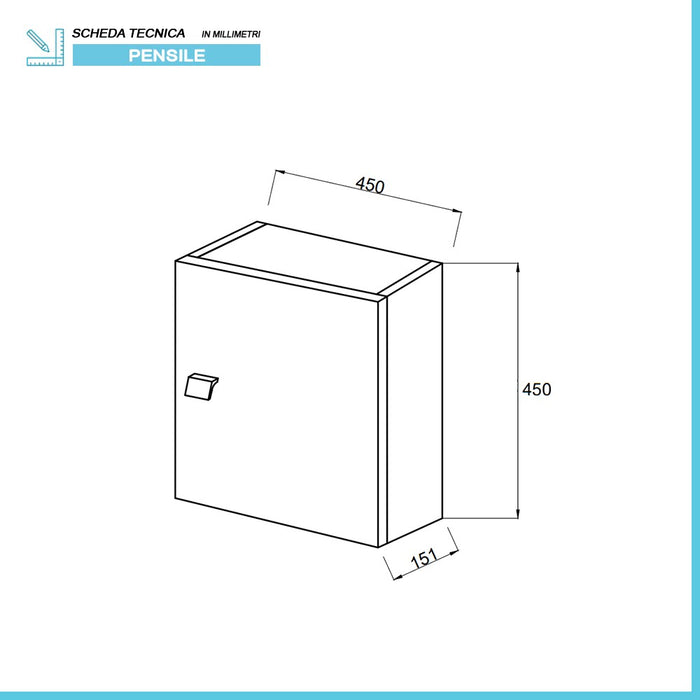 Pensile bagno 45 cm bianco lucido anta reversibile