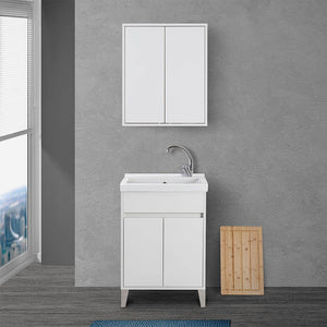 Pensile bagno 60 cm bianco lucido linea Way 2 ante apertura push