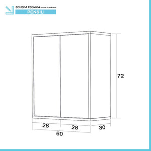 Pensile bagno 60 cm bianco lucido linea Way 2 ante apertura push