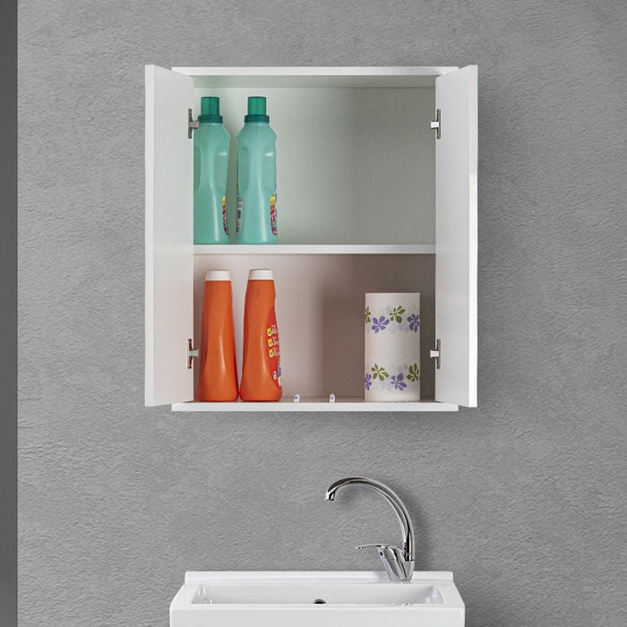 Pensile bagno 60 cm bianco lucido linea Way 2 ante apertura push