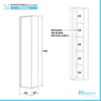 Colonna bagno sospesa Duble H. 150 cm bianco lucido con chiusura rallentata