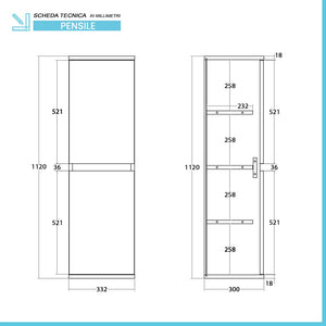 Pensile bagno sospeso 112 cm rovere africa con ante soft-close Kleo