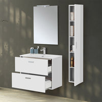 Pensile bagno sospeso150 H bianco con maniglia cromata Martha