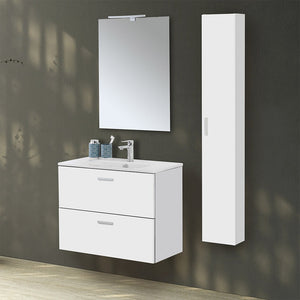 Pensile bagno sospeso150 H bianco con maniglia cromata Martha