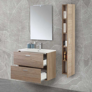 Pensile bagno sospeso 150 H rovere tropea con maniglia cromata Martha