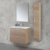 Pensile bagno sospeso 150 H rovere tropea con maniglia cromata Martha