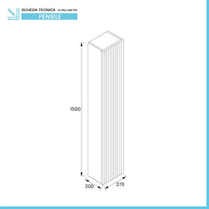 Pensile bagno sospeso cannettato H 150 cm noce canaletto | Bali