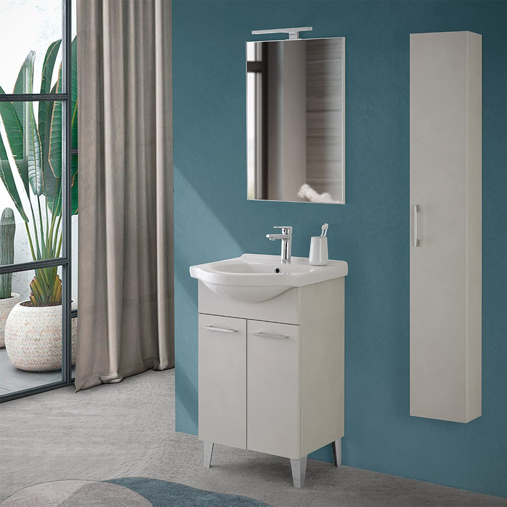 Pensile bagno sospeso H 150 cm grigio calce con 5 ripiani interni Moon