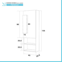 Pensile Bagno stile Industrial Sospeso H. 135 Rovere Effetto Legno