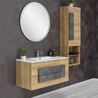 Pensile Bagno stile Industrial Sospeso H. 135 Rovere Effetto Legno