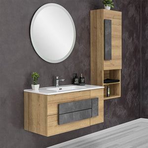 Pensile Bagno stile Industrial Sospeso H. 135 Rovere Effetto Legno