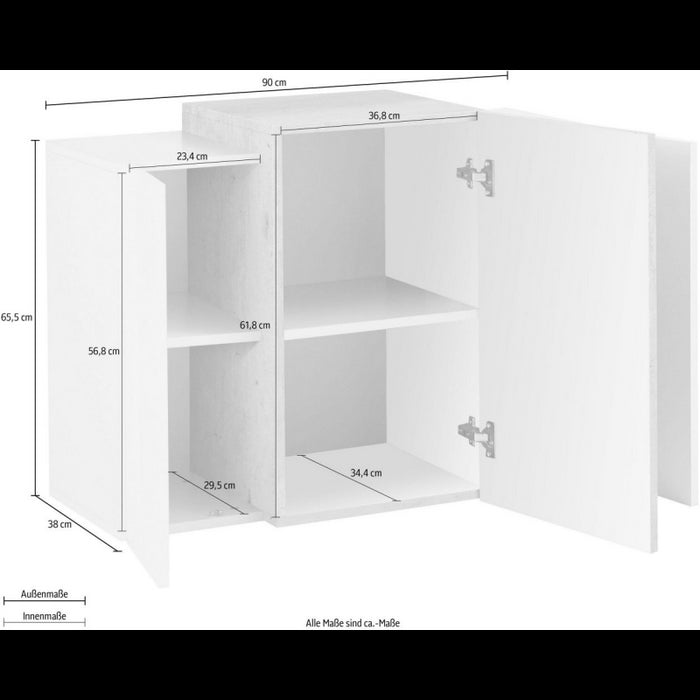 Pensile Coro 90X65,5X38 Colore Bianco Lucido E Cemento