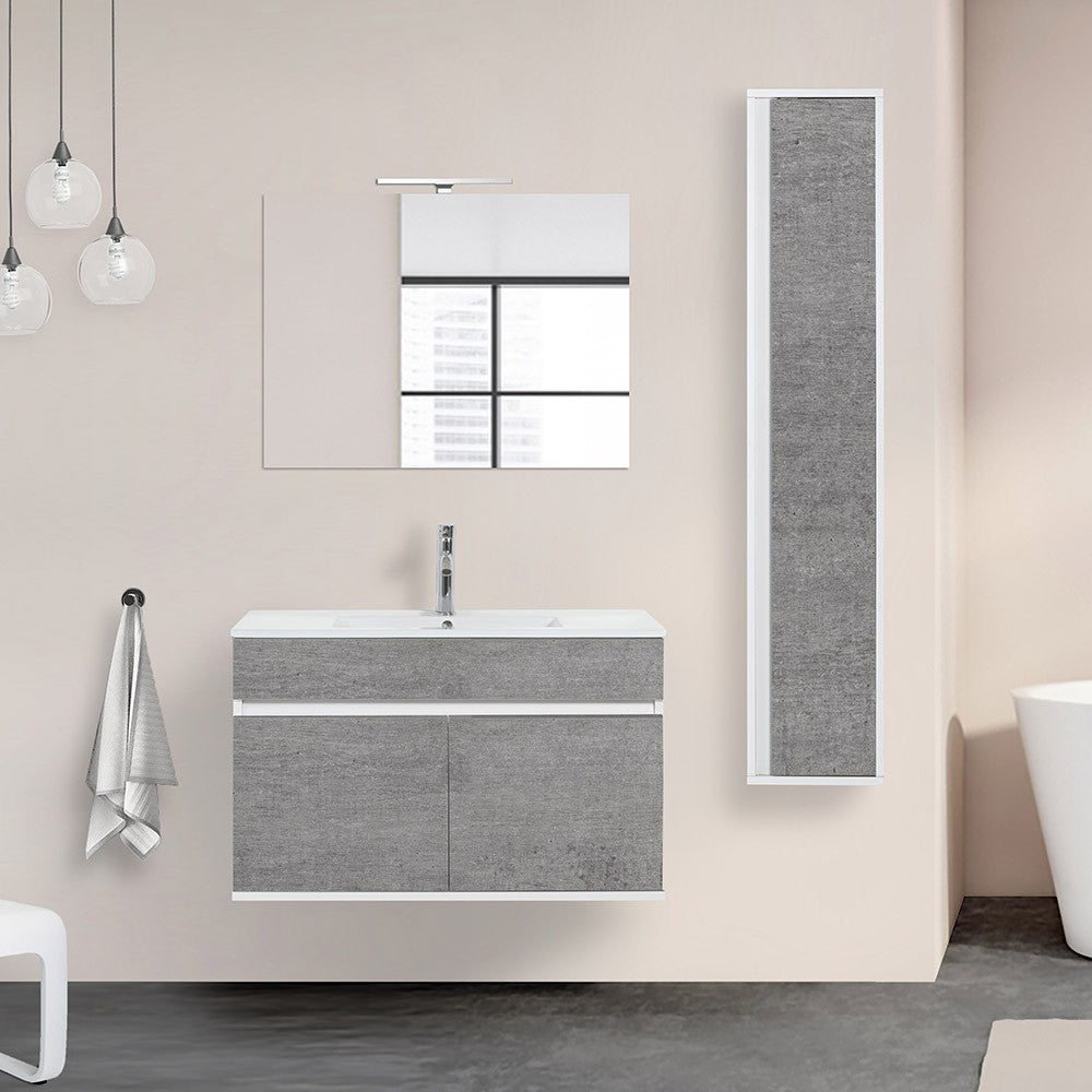 Pensile bagno sospeso Duble H. 150 cm grigio industrial con anta reversibile