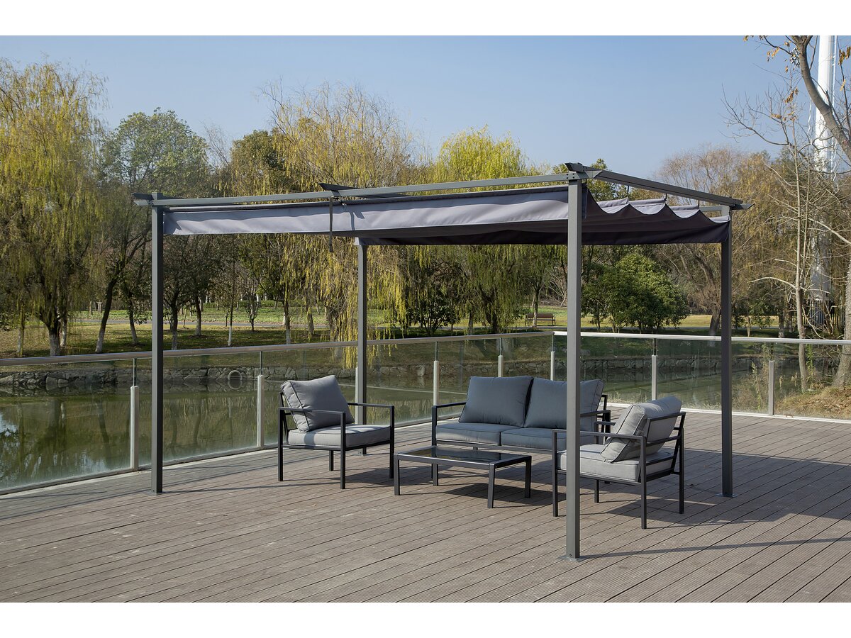 Pergola con tetto retrattile - 3 x 4 m - Grigio