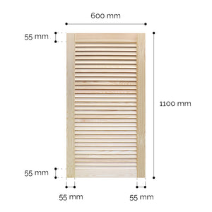 Onlywood Persiane in Legno da Esterno in Pino Naturale Massello - 600 x 1100 mm