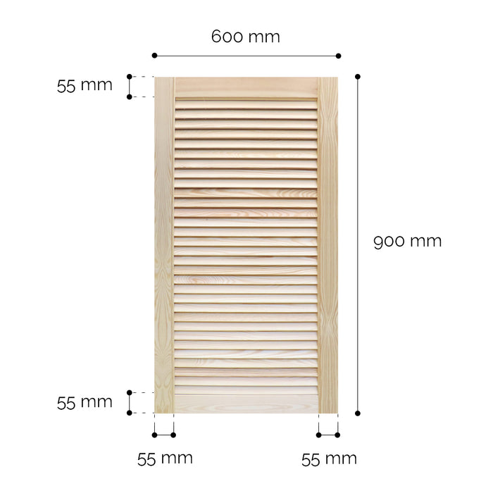 Onlywood Persiane in Legno da Esterno in Pino Naturale Massello - 600 x 900 mm