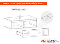 Base TV con un cassettone e frontale con telaio, finitura Mercure, ZLCINFNPENEW50