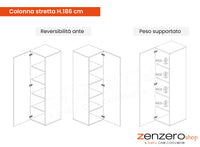 Colonna stretta a terra, Bianco lucido, Made in Italy, ZLCINFNPENEW72