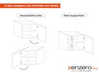 Cubo sospeso con frontale con telaio, finitura Mercure, ZLCINFNPENEW60