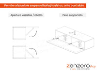 Conveniente Pensile orizzontale sospeso ribalta/vasistas, frontale con telaio, finitura Mercure, ZLCINFNPENEW170