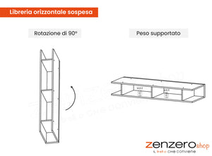 Libreria orizzontale sospesa, finitura Gesso, ZLCINFNPENEW95