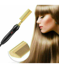 Pettine Caldo Piastra Per Capelli Lisci Riscaldamento Elettrico Barba Styling         