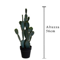 Pianta Artificiale Cactus Opunthia con Vaso H 56 cm