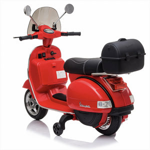 Moto Scooter Elettrico per Bambini Piaggio VESPA PX150 FULL con Parabrezza e Bauletto 12V-Rosso