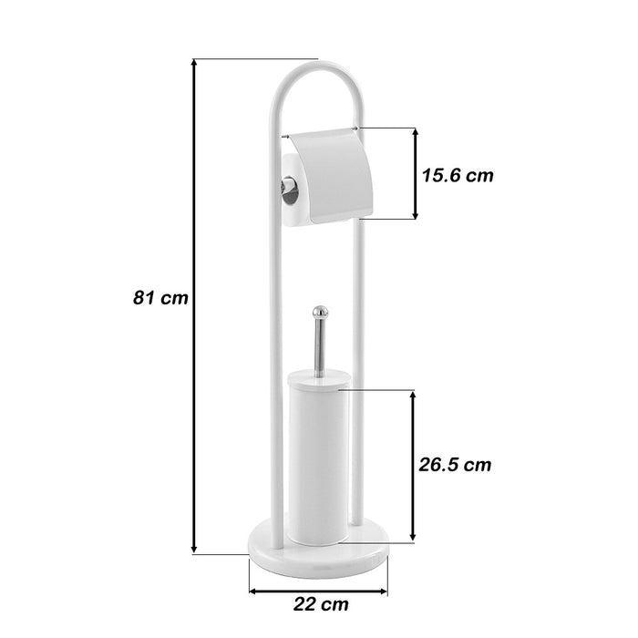 Piantana Porta Rotolo E Porta Scopino H 83 Cm In Acciaio Bianco Moderna