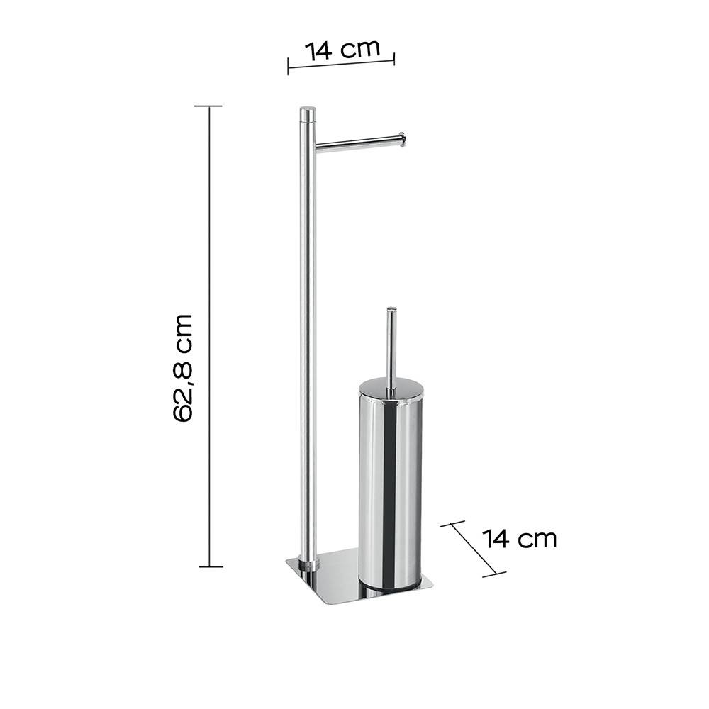 Piantana portarotolo e portascopino GEDY linea Trilly Cromato - Gedy