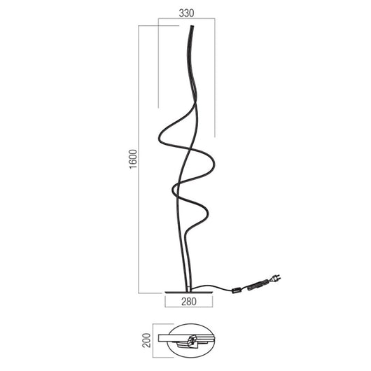 Piantana led redo group impuls 01-3624 01-3626 3000k 2520lm lampada terra dimmerabile ultramoderna, finitura metallo