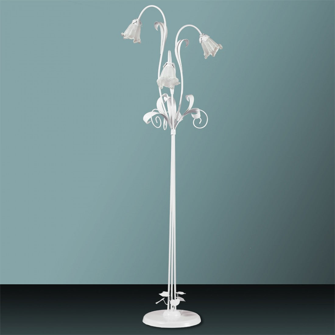 Piantana moderna padana lampadari shabby chic 1104 pt3 e14 led metallo vetro lampada terra