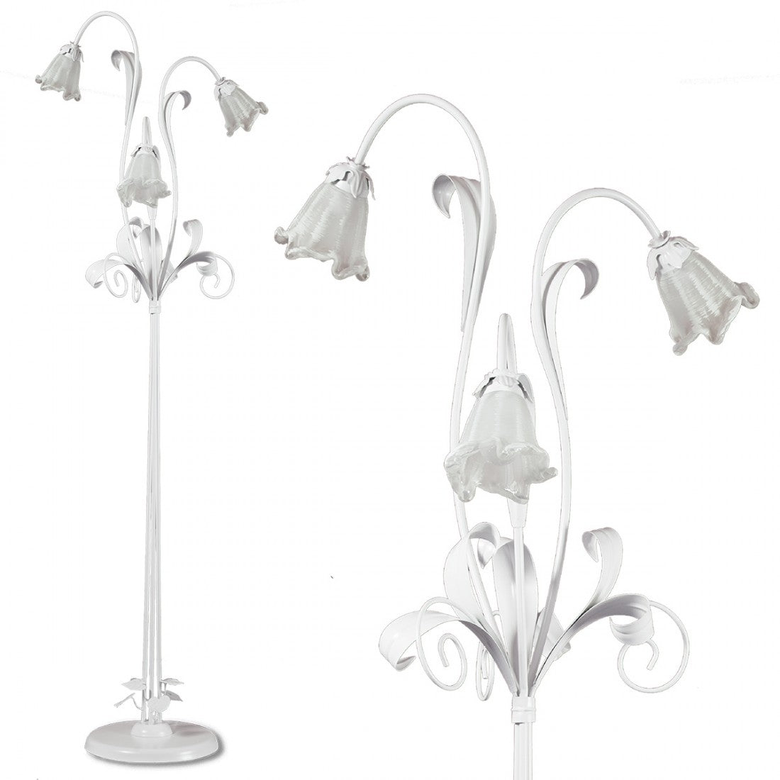 Piantana moderna padana lampadari shabby chic 1104 pt3 e14 led metallo vetro lampada terra