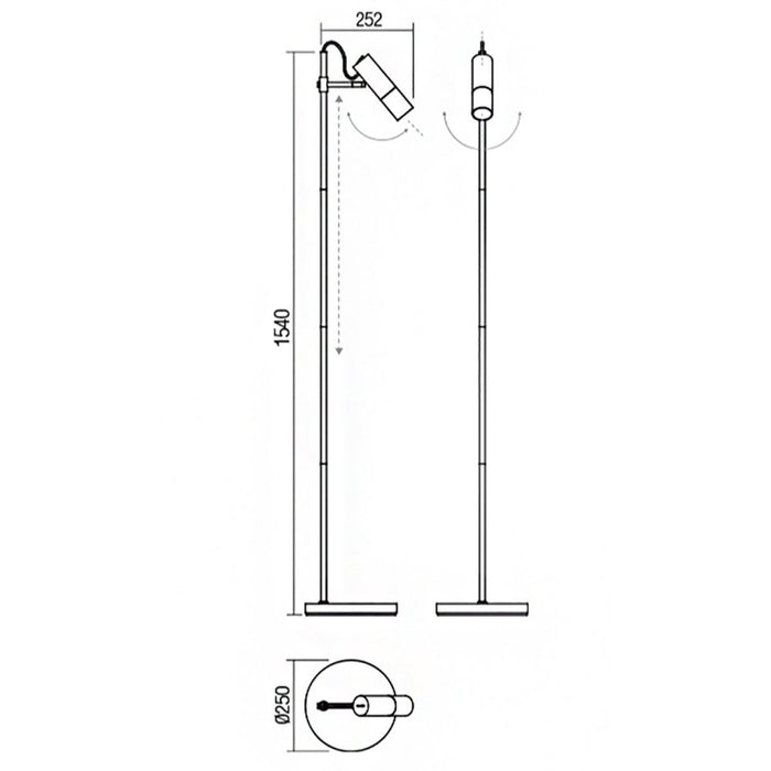 Piantana orientabile redo group pivot 01-2370 2371 gu10 led lampada terra moderna, finitura metallo bianco