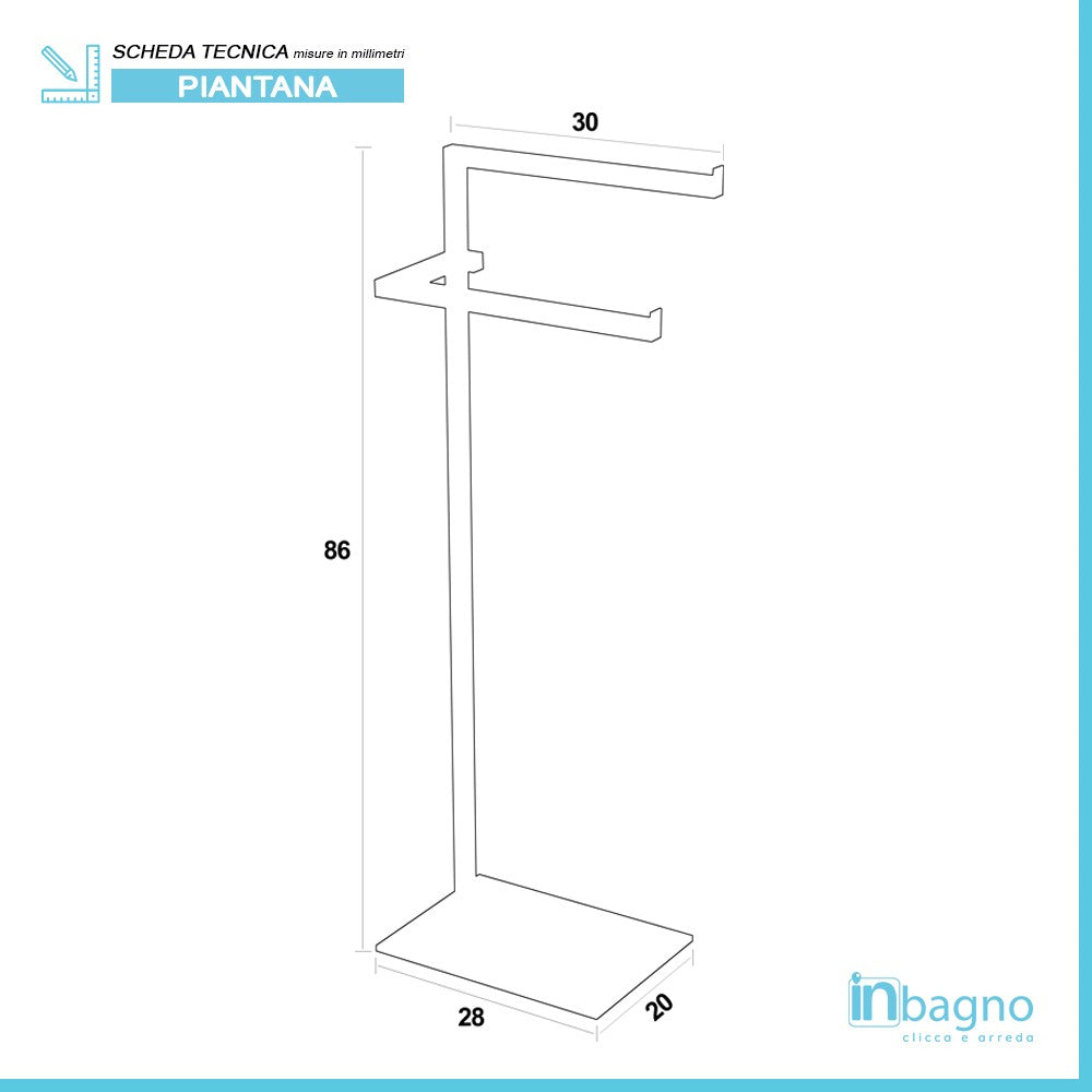 Piantana Portasciugamani in Acciaio Cromato con Base in Vetro Temperato