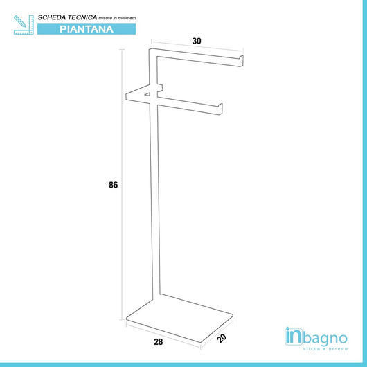 Piantana Portasciugamani in Acciaio Cromato con Base in Vetro Temperato