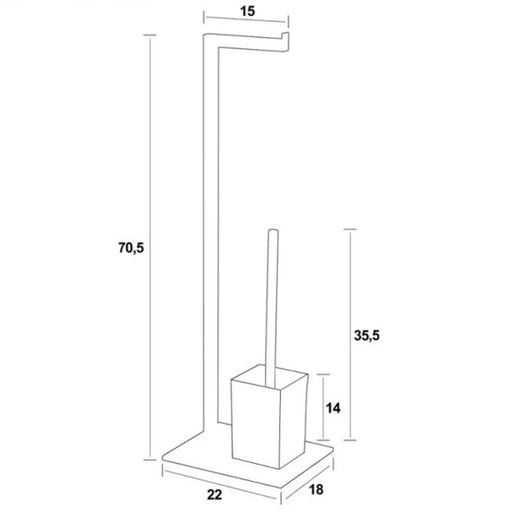 PIANTANA PORTA ROTOLO E SCOPINO BAGNO BASE VETRO FULL NERA 22x18xh.70,5 cm FERIDRAS 810013