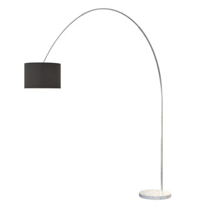 Piantana terra arco moderna top light turning 1187 b3 e27 led metallo tessuto lampada terra, paralume nero