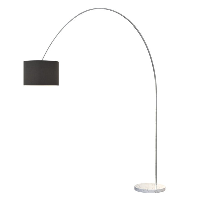 Piantana terra arco moderna top light turning 1187 b3 e27 led metallo tessuto lampada terra, paralume nero