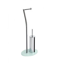 Piantana wc in metallo cromato con base in vetro bianca cod 75602