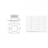 Piastra di base inox aisi 304 per tubo da 100mm con spurgo