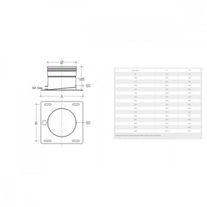 Piastra di base inox aisi 304 per tubo da 100mm con spurgo