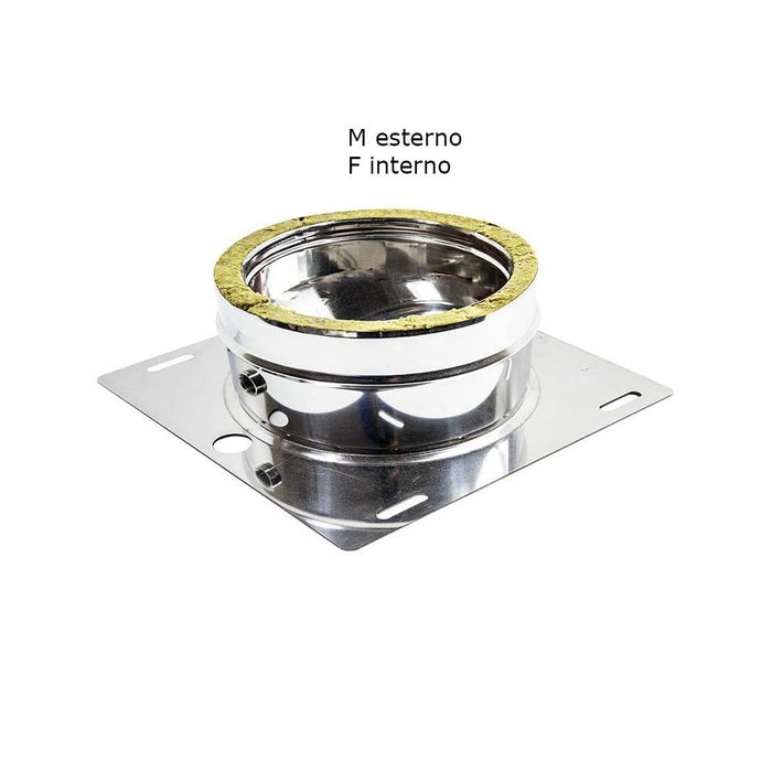 Piastra di base inox doppia parete con spurgo di 130 - de 180 mm